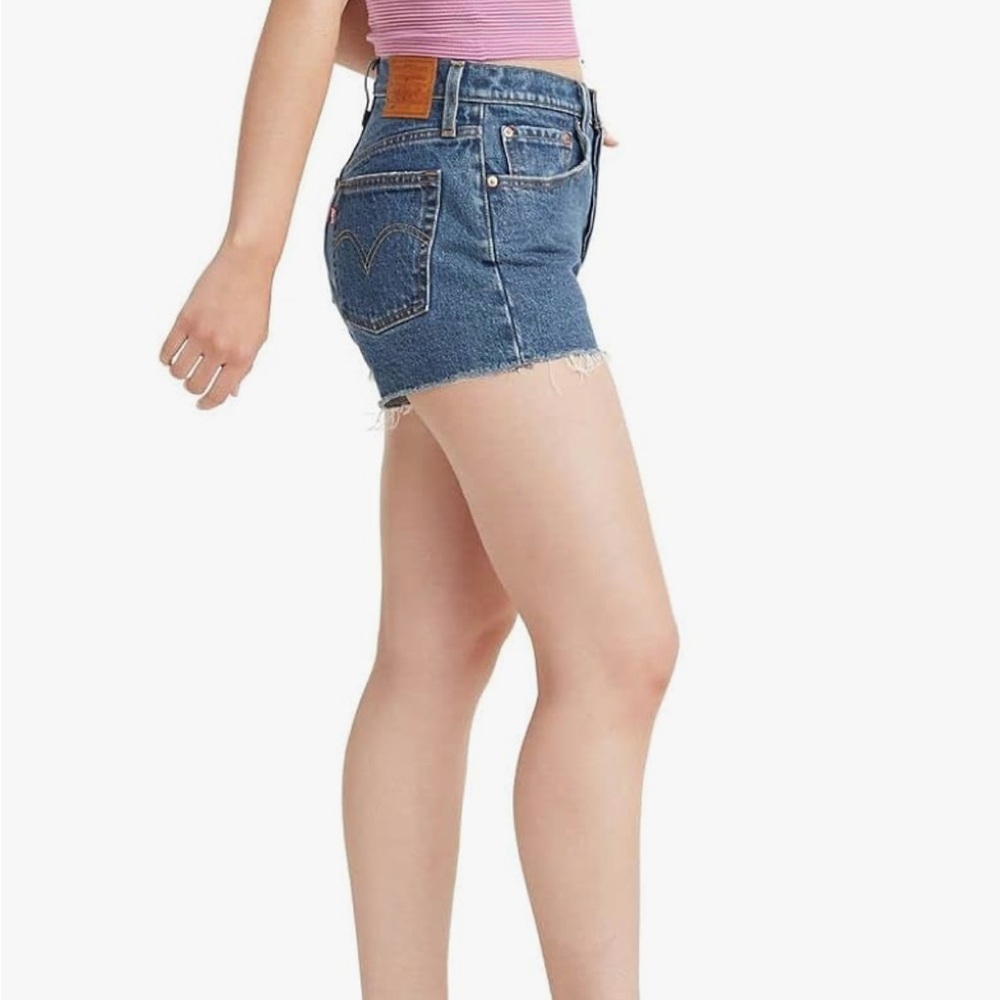 Levi’s Women’s 28 Original 501 Salsa Halfway Medium Indigo High Rise Denim Short - Picture 10 of 11